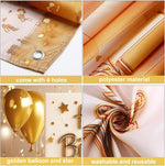 Gold Happy Birthday Backdrop Banner White and Gold Background for Women Glitter Star and Balloon Photography Backdrop for Birthday Table Wall Decoration Party Supplies 72.8 X 43.3 Inch