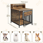 Dog Crate Furniture, Wooden Dog Kennel with Storage, Indoor Pet Crate End Table, Two-Tier Small Dogs House, Chew-Proof, for Living Room, Bedroom, Black and Rustic Brown DC01BR