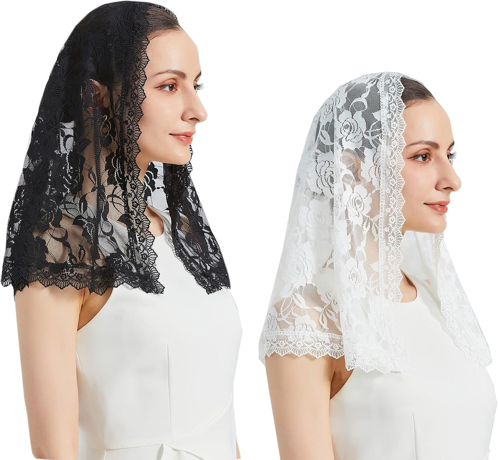 Lace Mantilla Veil Soft and Comfortable 7 Colors Spanish Style Rose Lace Veil Head Covering D Shape