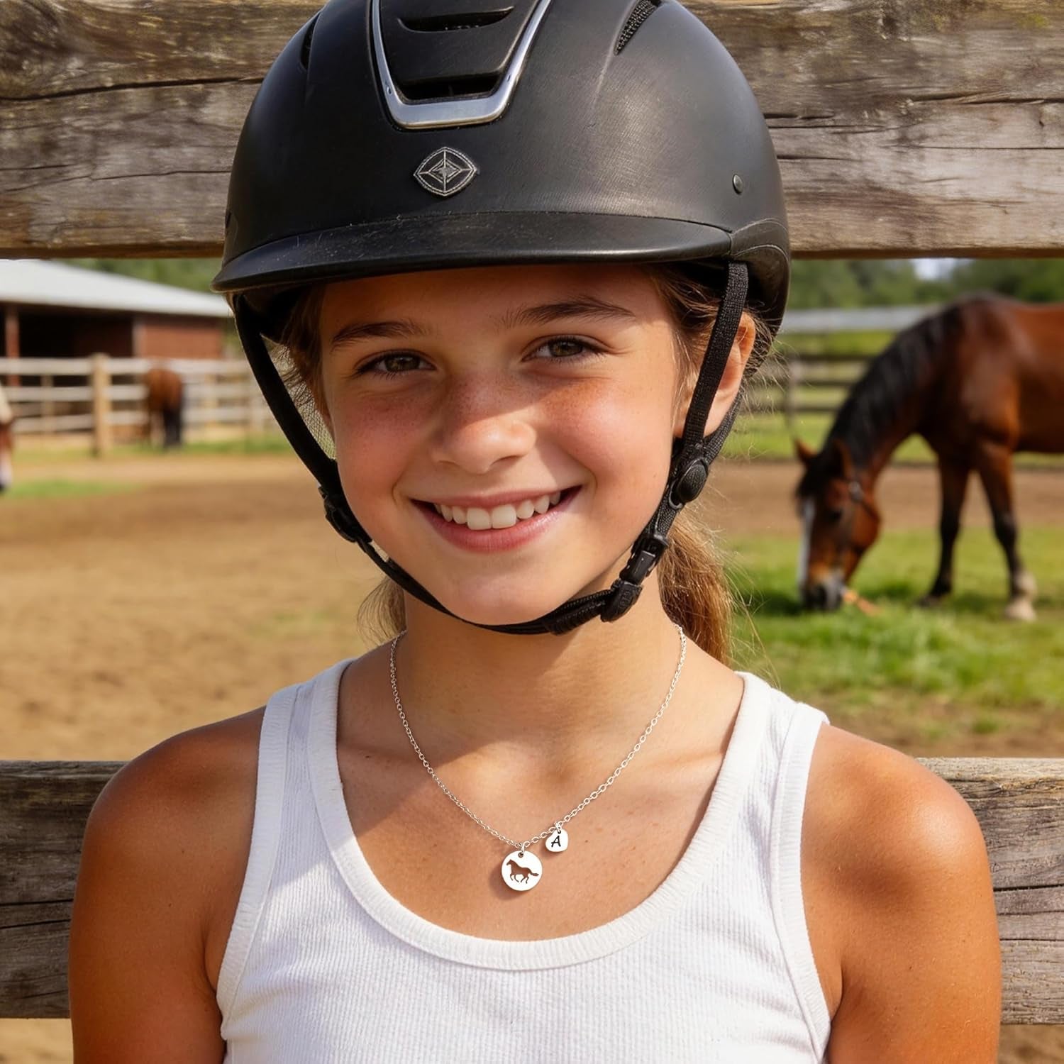 Easter Gifts for Kids Toddlers Teens - Easter Basket Stuffers Horse Necklace Gifts for Girls Horse Necklaces Jewelry Initial Necklace Jewelry Birthday Gift for Teen Girl Kids Women