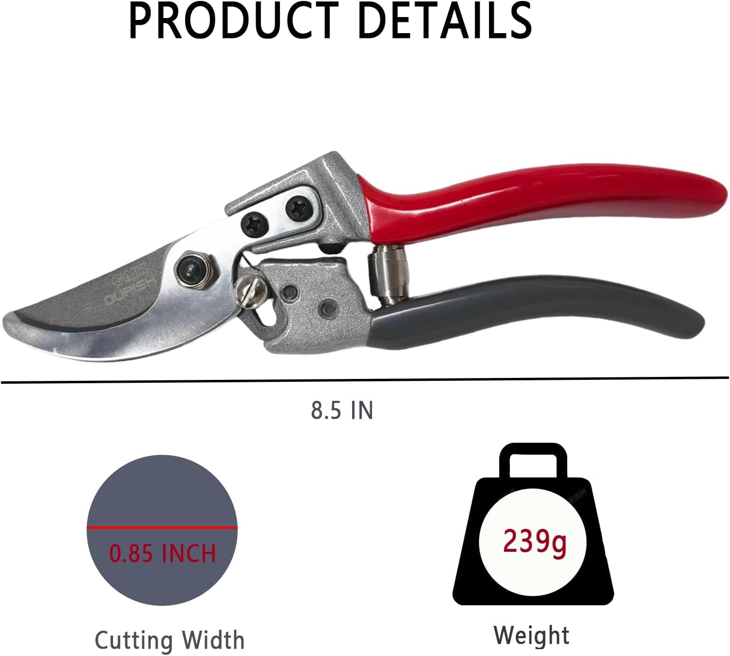 Pruning Shears for Gardening, 8.5" SK5 Steel Pruners | Bypass Garden Shears, Sharp Heavy Duty Hand Pruners, Handheld Clippers Tools for Garden Care