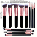 16 Pc Professional Synthetic Makeup Brushes Set in Black - Lincoln Values