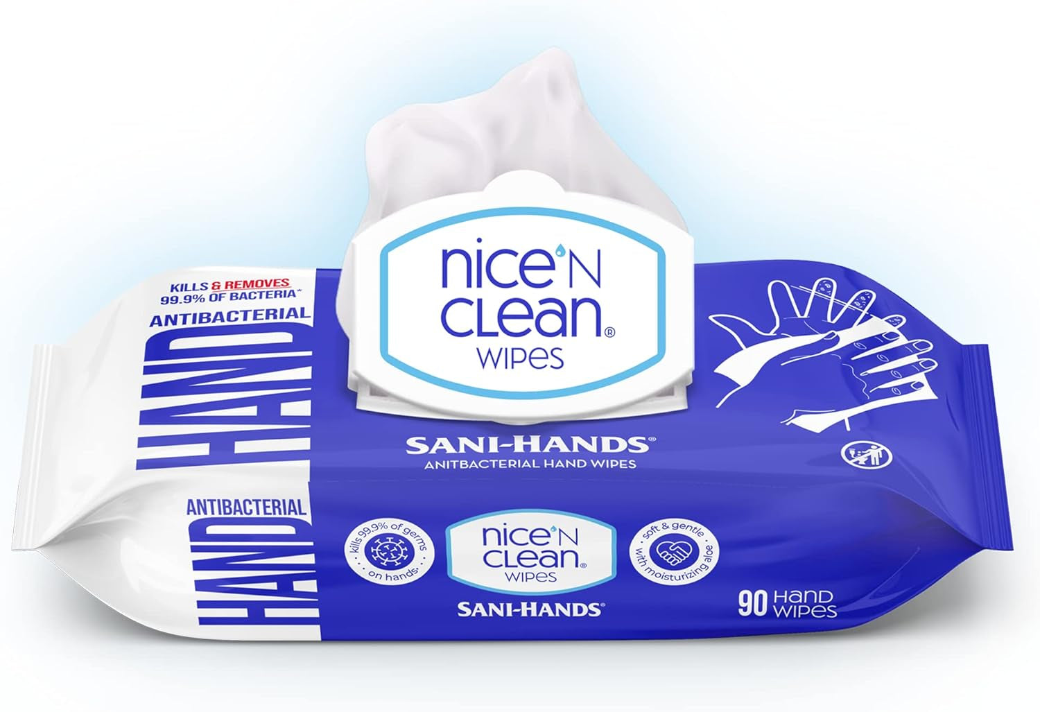 Sensitive Skin Wet Hand Wipes 90Ct (8-Pack) | Infused with Aloe | Hypoallergenic Wipes More Effective than Gel