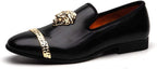 Black Leather Loafers for Men - Breathable, Flexible Slip on Mens Shoes - Perfect Party, Wedding, Birthday Mens Dress Shoes - Comfortable Rubber Sole Shoes for Men