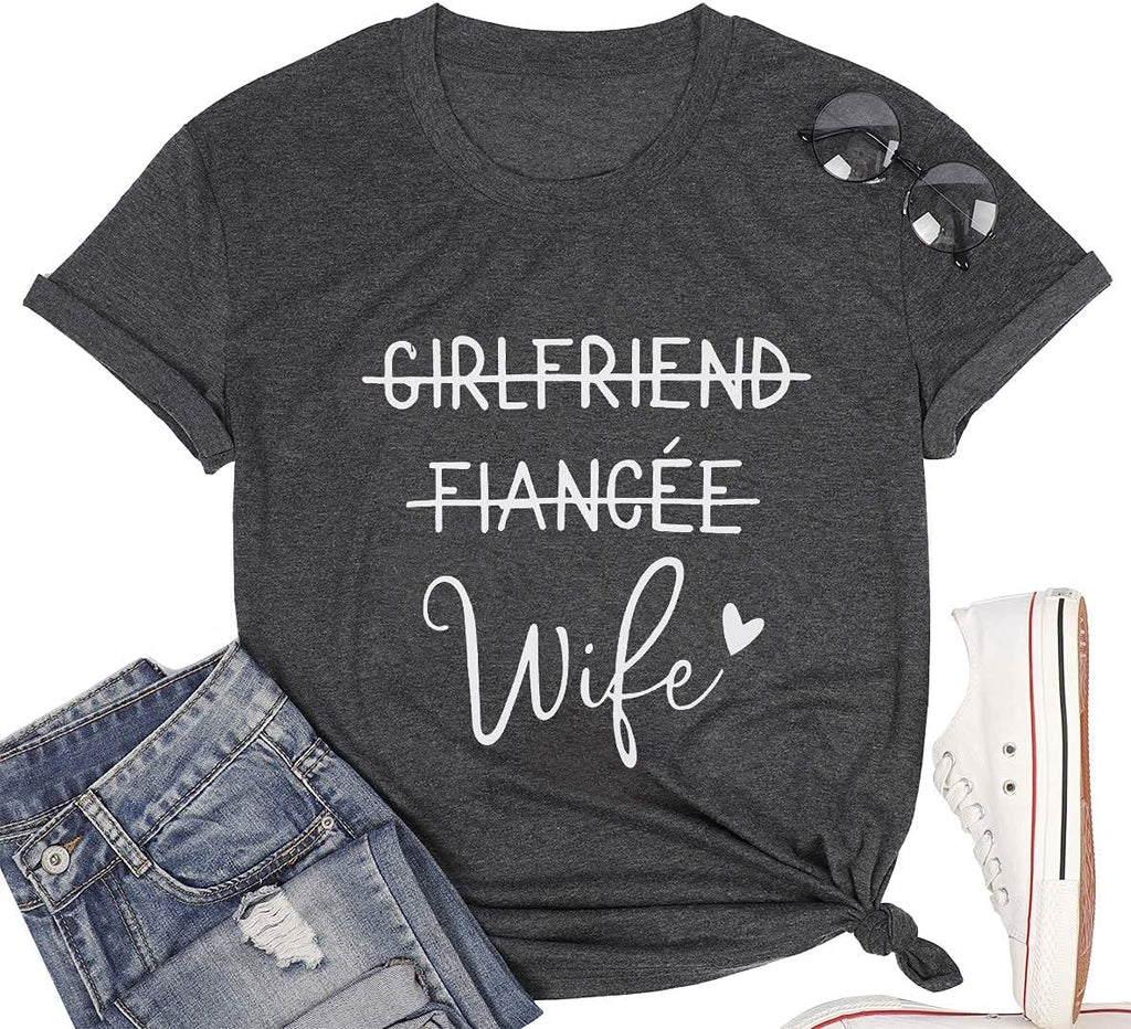 Girlfriend Fiancee Wife Shirt Women Bride Honeymoon Gift | Wifey Shirt for Women Bride Tshirt Vacation Tees Valentine Gift