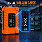 140 PSI Portable Tire Inflator for Cars, Motorcycles, Bikes & Balls | Portable Air Pump with Digital Pressure Gauge, Auto Shut-Off, Bright LED Light & Rechargeable Battery