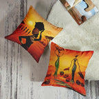 Linen Throw Pillow Covers Set of 4, 18 X 18 Inch, African Ethnic | Tribe Lady Lips, Outdoor Decorative Square Pillow Cases Couch Cushion Case for Couch Bed Sofa Living Room Home Decor
