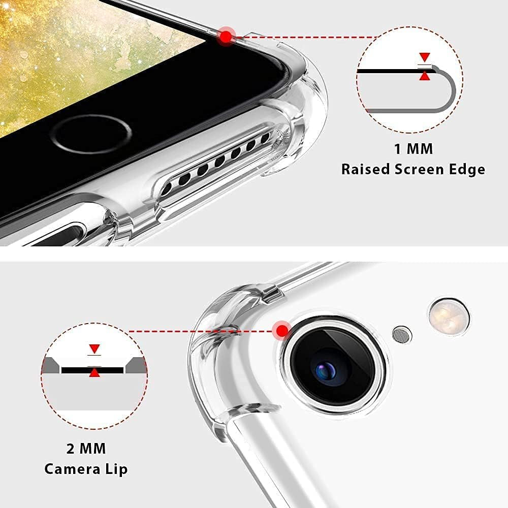 For Iphone 7/8/SE Clear Case Adjustable Shoulder Neck Lanyard Crossbody Strap Phone Cover Women Girls Soft Slim Shockproof Protective Mobile Case for Iphone SE 2020/ Iphone SE 2022 - Black