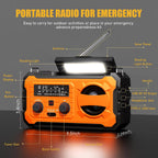 Hand Crank Emergency Radio 10000Mah Weather Radio with AM/FM/NOAA, Orange | Emergency Weather Radio with Solar Prower SOS Phone Charging LED Flashlight, Survival Gear for Outdoor Home Emergencies Kits