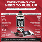 24X 8Oz Butane Fuel Canister - Butane Fuel for Camping Stove & Kitchen Torch - Gas Canister for Picnics, Outdoor Cooking, Grilling - Camping Stove, Torch Fuel Camping Essentials - 90340