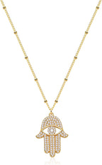 Gold Dainty Evil Eye Necklace for Women 18K Gold Plated Cute Delicate Solitaire Cubic Zirconia Boho Protection Evil Eye Minimalist Simple Necklace
