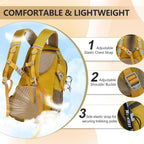 Small Hiking Backpack with Rain-Cover, 20L Travel Backpacks for Women Men, Camping Daypack Backpacks Lightweight, Durable Hiking Backpack Fit for Camping, Daily Commuting, Short Trips (Yellow)