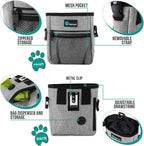 Dog Treat Pouch, Pet Treat Pouch for Training, Dog Walking Bag Holder for Kibbles, Pet Food Toy, Dog Trainer Essentials Supplies, Poop Bag Dispenser, 3 Ways to Wear (Heather Gray)