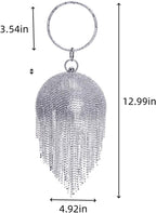 Women round Ball Crystal Evening Clutch Purse Tassel Wedding Party Hand Bags
