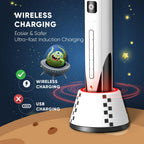 Kids Electric Toothbrush with Sonic Motor, 5 Cleaning Modes, Smart Timer, Rechargeable Wireless Charging, Soft Bristle Replacement Brush Heads for Ages 3 and Up