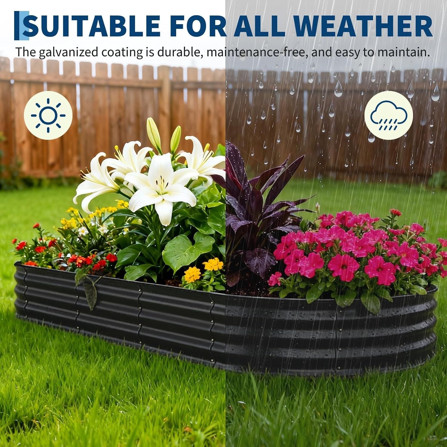 Galvanized 6X3X1 Ft Raised Garden Bed Outdoor, Metal Planter Box for Flowers Vegetables, Rust-Resistant Raised Garden Beds for Gardening, Easy Assembly Outdoor Garden Box & Planters, Gray