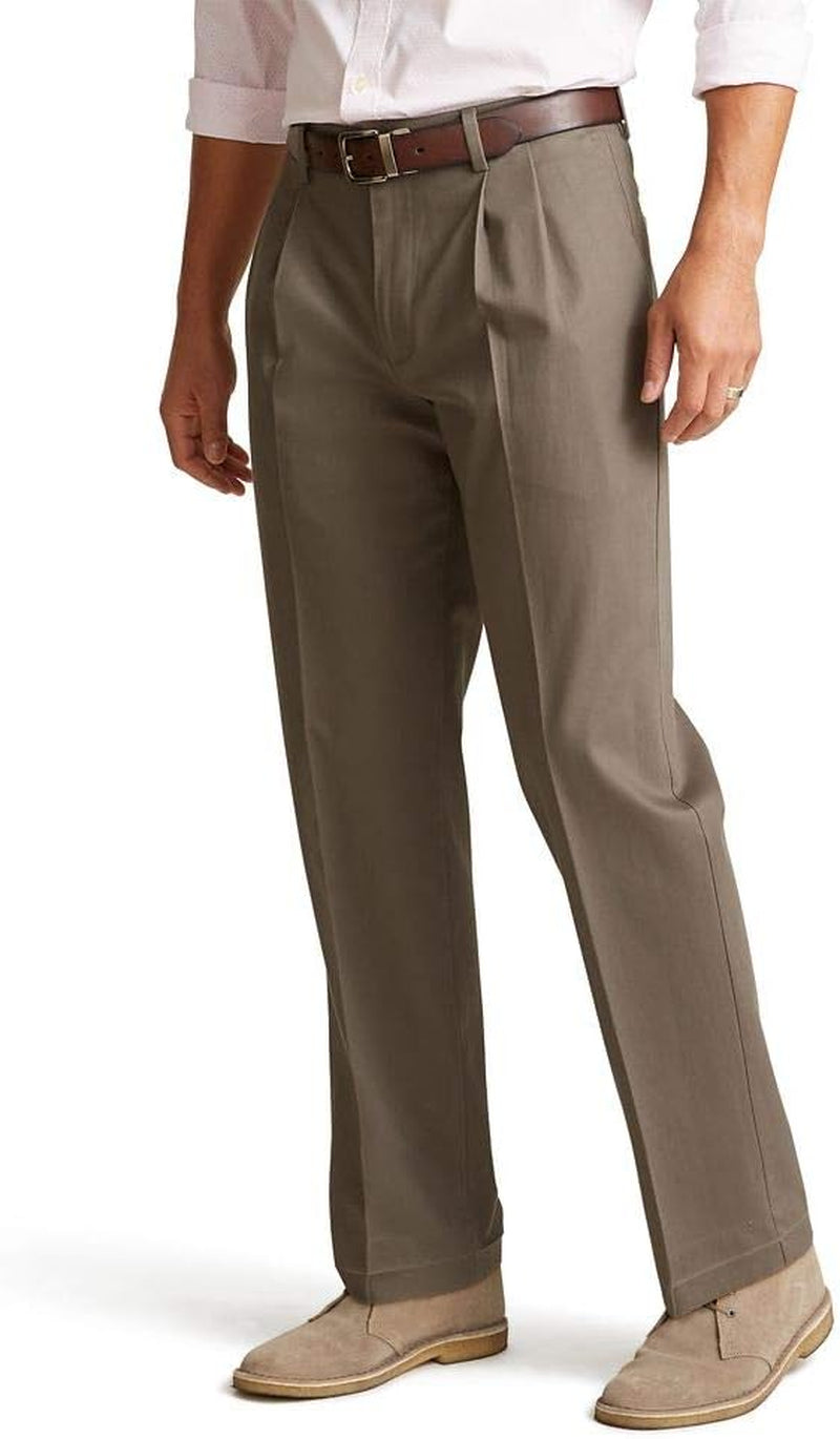 Men'S Classic Fit Signature Lux Cotton Stretch Pants-Pleated (Regular and Big & Tall)