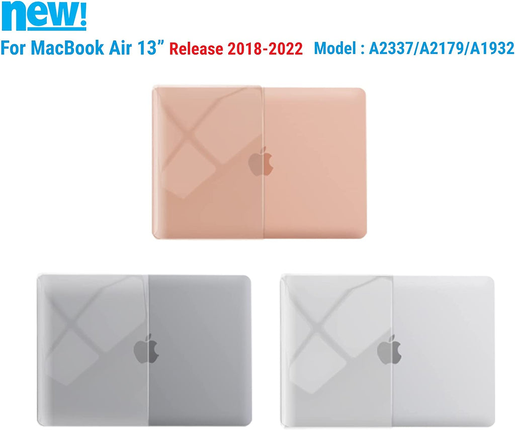 Compatible with 2022 2021 2020 Macbook Air 13 Inch Case M1 A2337 A2179 A1932, Hard Shell Case&Keyboard Cover&Screen Film for Mac Air 13 with Touch ID, Crystal Clear, AT13CYCL+2