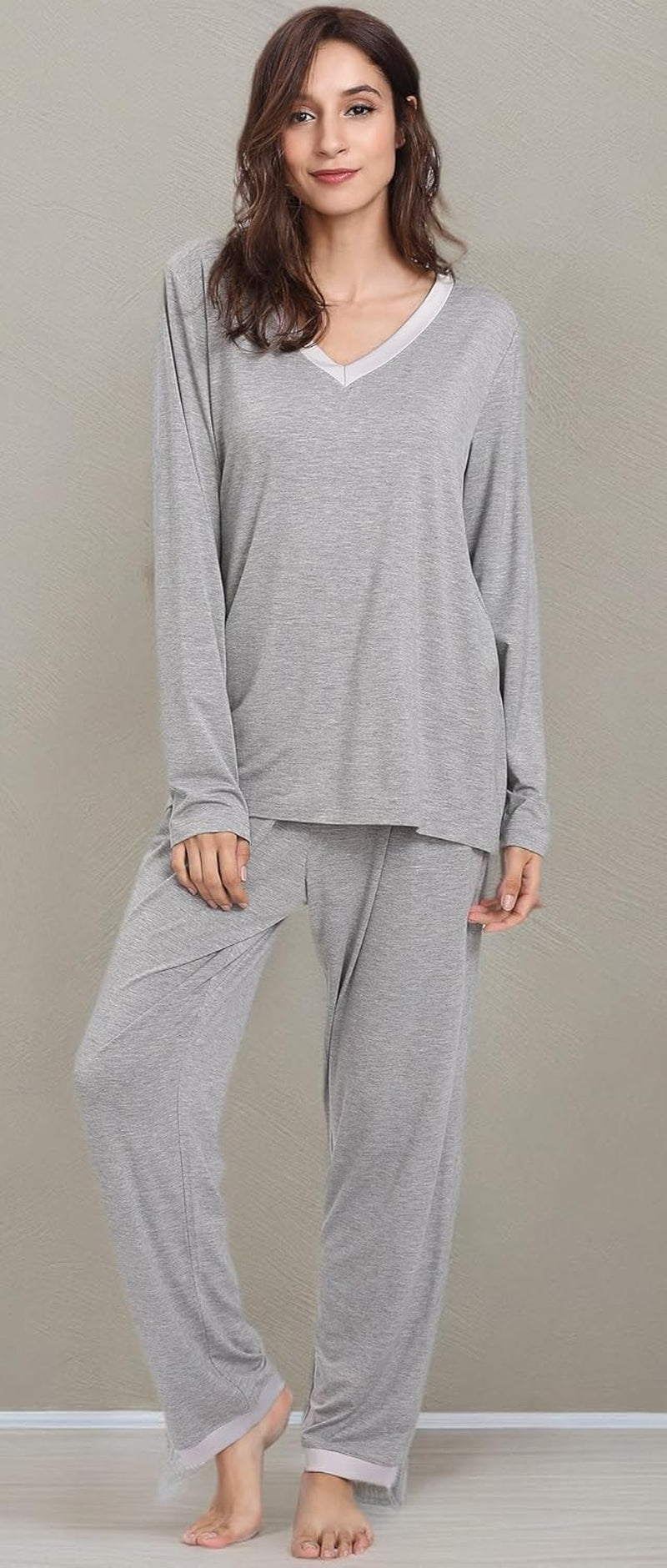 Women'S Bamboo Viscose Long Sleeve Pajamas Set | Super Soft Sleepwear, Cooling Pjs for Hot Flashes & Night Sweats, Moisture-Wicking for Menopause, OEKO-TEX Certified