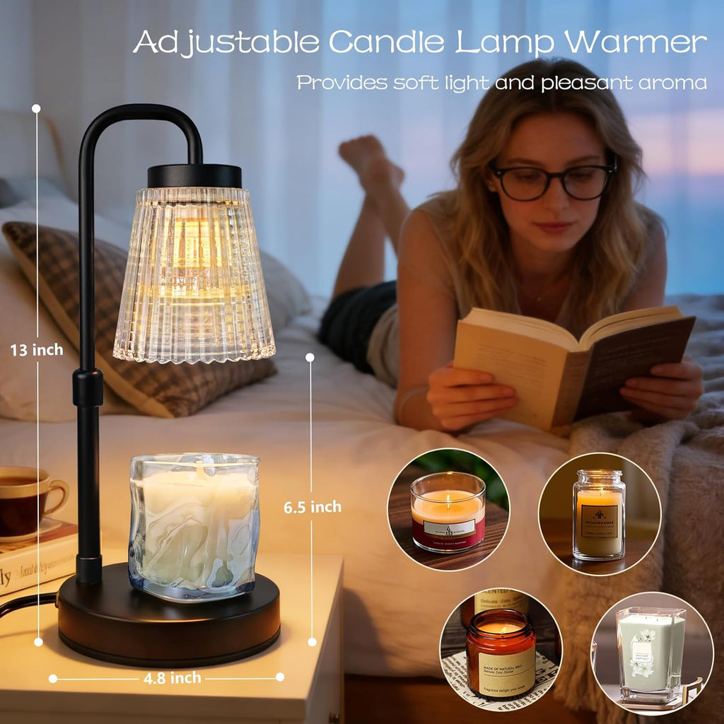 Candle Warmer Lamp with Timer: Mothers Day Gifts, Birthday Gifts for Women, House Warming Gifts New Home Decor – Height Adjustable Candle Lamp - with 2 Bulbs