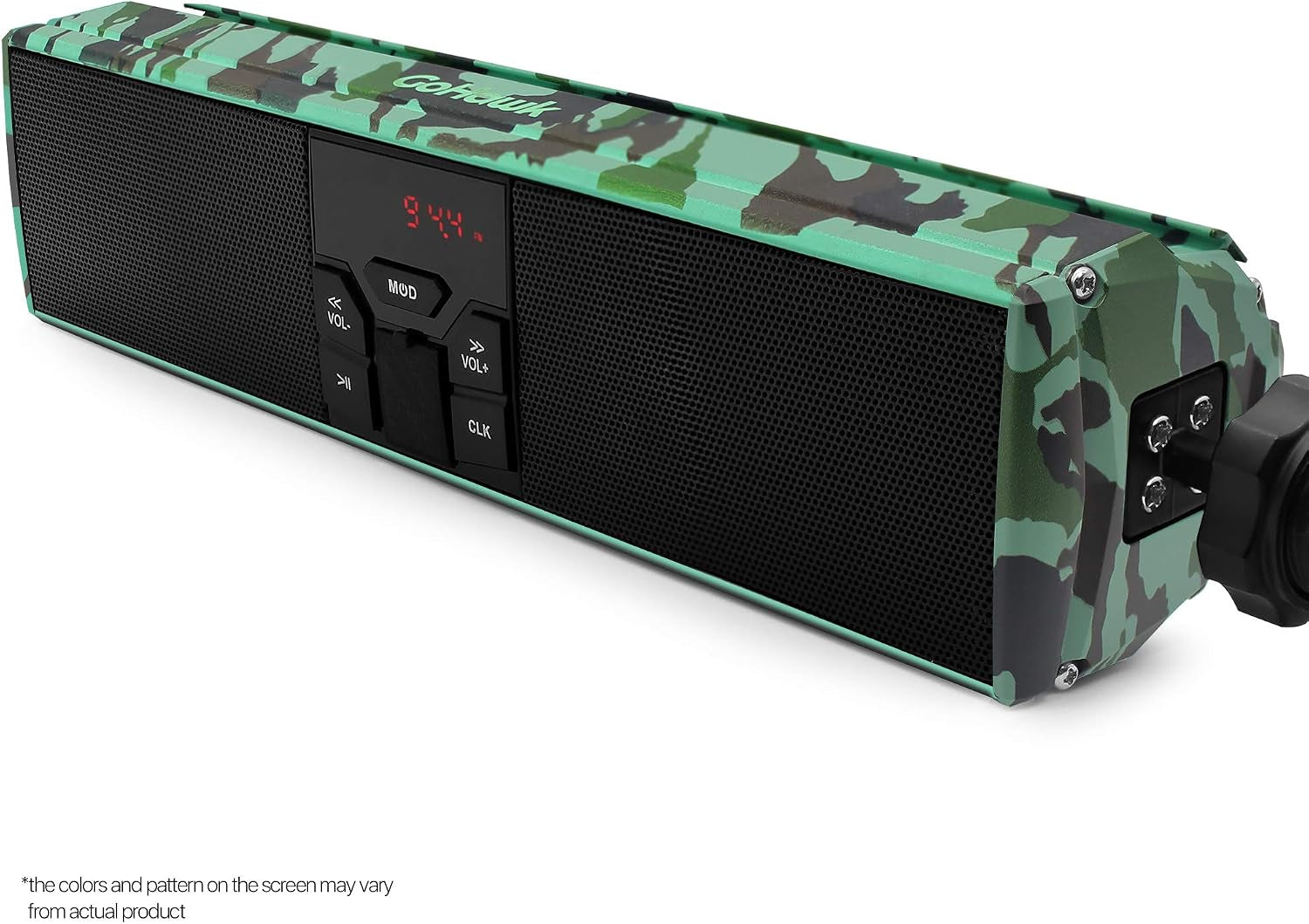Motorcycle Bluetooth Speakers Waterproof with LED Light | Waterproof UTV Audio System with FM Radio, USB MP3 Player, AUX Input, and Compact Handlebar Mount Design.