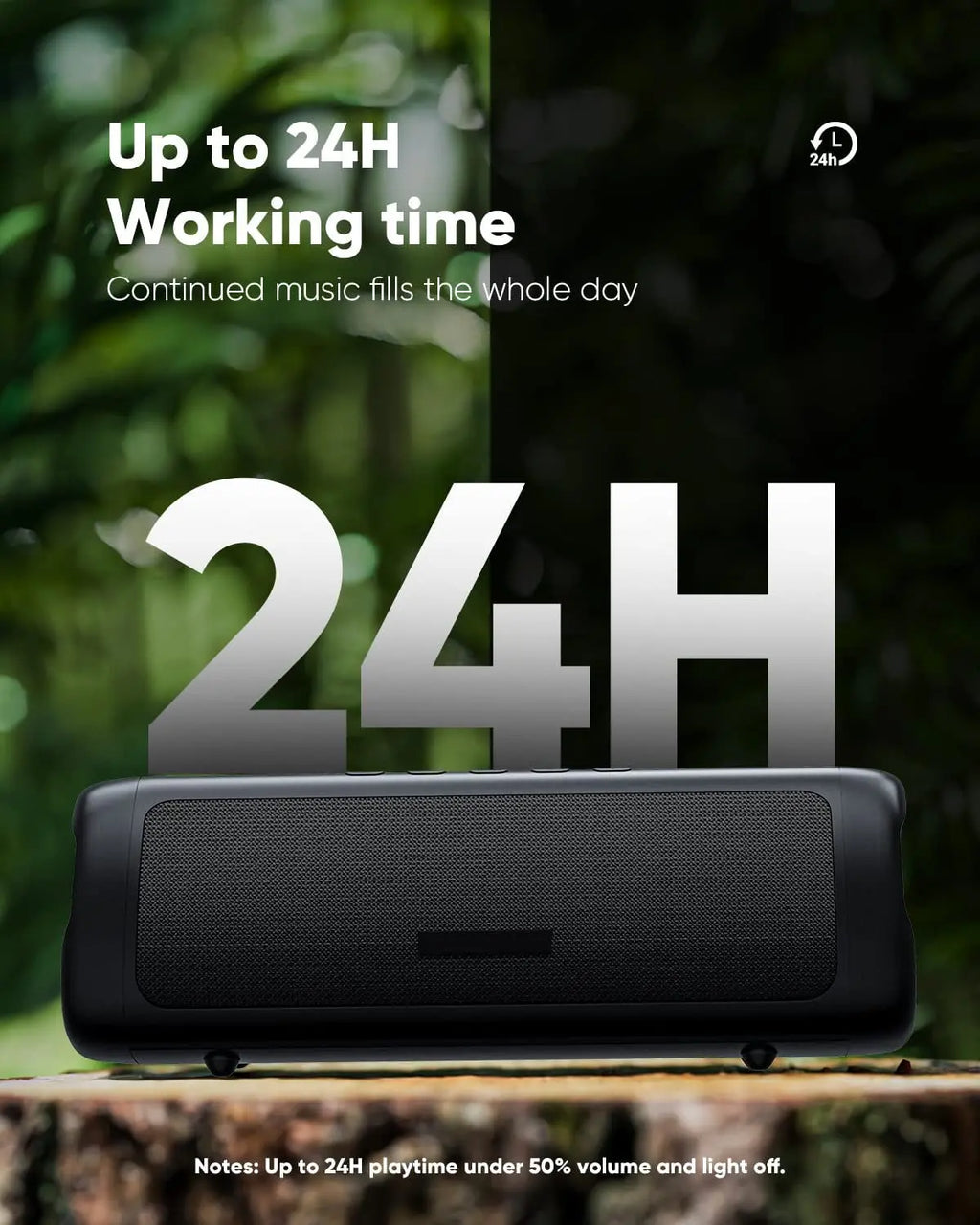 Bluetooth Speaker with HD Sound, Portable Wireless, IPX5 Waterproof, up to 24H Playtime, TWS Pairing, BT5.3, for Home/Party/Outdoor/Beach, Electronic Gadgets, Birthday Gift (Black)