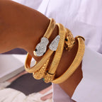 Snake Bangle Open Cuff Bracelet for Women | Cubic Zirconia, Stretch Bracelets, Sparkly, Cocktail, Evening Jewelry Gift