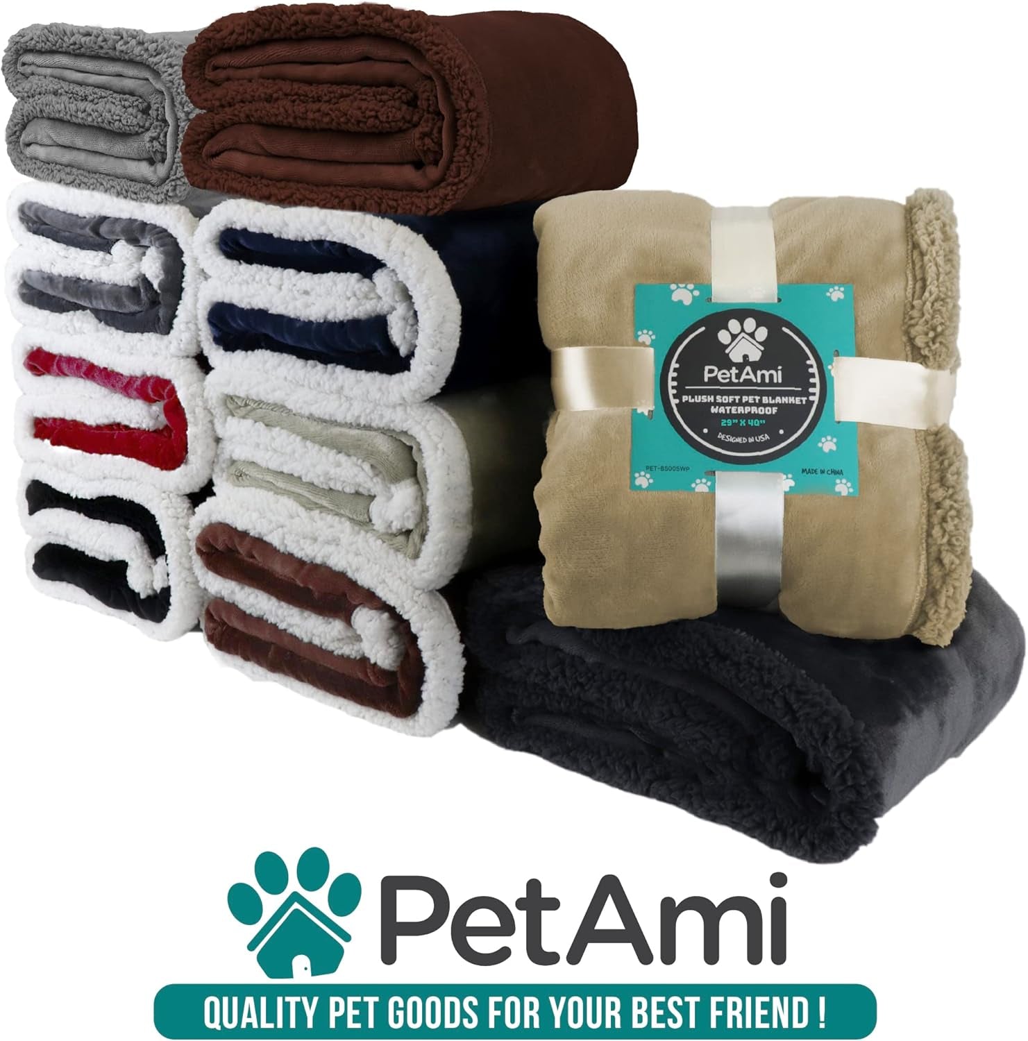 Dog Blanket for Small Medium Dogs Cats Puppies Kittens, Soft Sherpa Fleece Pet Blanket Throw, Reversible Plush Couch Cover Protector Crate Carrier Chair Machine Washable, 40X29, Solid Dark Gray