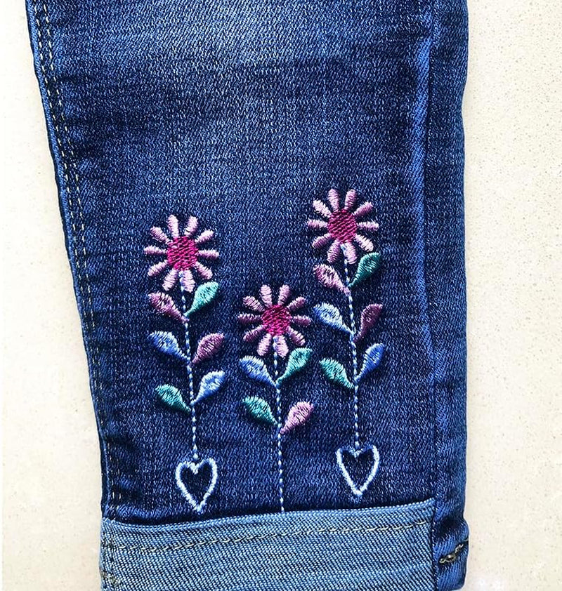 4-9T Infant Little Kids Girls Embroidery Jeans Denim Pants