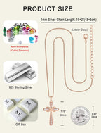 925 Sterling Silver Cross Necklace for Women Halo Infinity Pendant Cubic Zirconia Jewelry for Mom