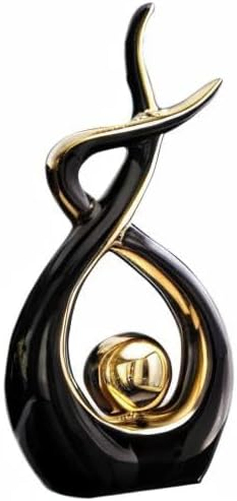 Home Decor Modern Abstract Art Ceramic Statue Table Decor (Large) | Modern Aesthetic Ornament, Decorative Accent for Dining Room Living Room Office Centerpiece (Black and Gold)