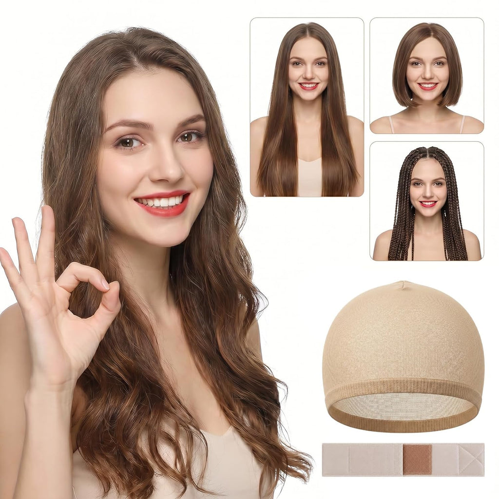 10 Pcs Wig Grip Band - Velvet Wig Grips | Adjustable Headband No Slip Edge Saver Stay Put for Women (Beige)