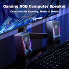 Computer Speakers, Gaming PC Speakers with Enhanced Bass and Volume Control, Stereo 2.0 USB Powered 3.5Mm Aux Multimedia Speakers for Laptop/Desktop/Tablets/Phone