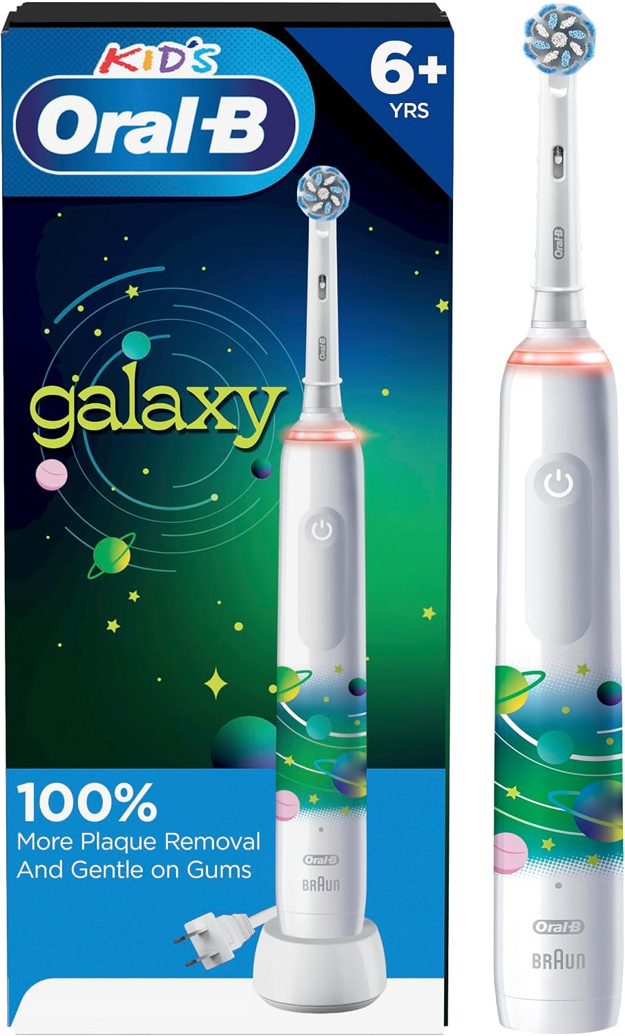 Kids Electric Toothbrush with Coaching Pressure Sensor and Timer, Rechargeable Toothbrush with Brush Head, Sparkle & Shine