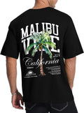 Mens Malibu Vibe Palm Tree California Casual Short Sleeve T-Shirt | Perfect for Surf Travel Great for Beach Lovers West Coast Fans.