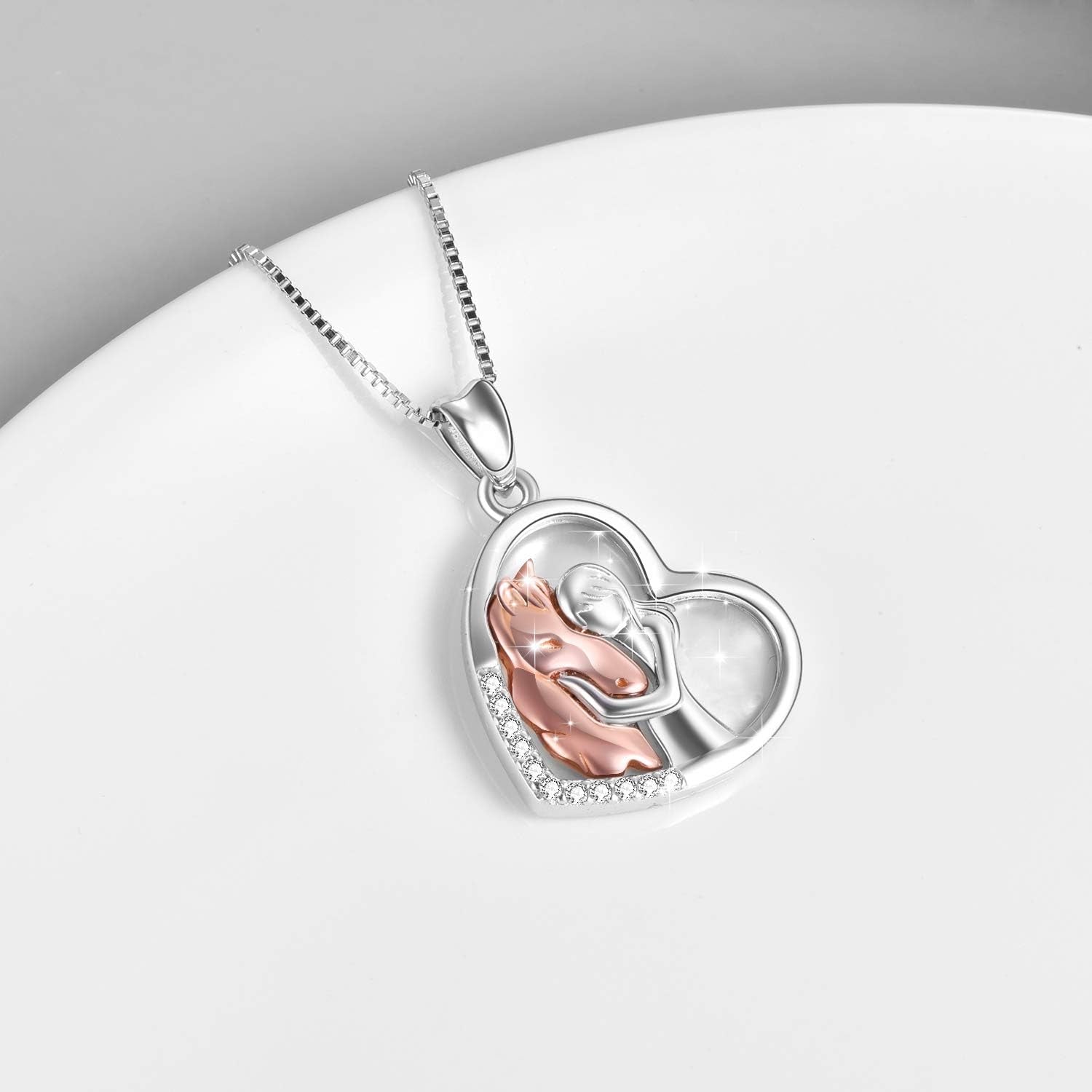 Horse Pendant Necklace Jewelry 925 Sterling Silver Women Embrace Horse Gift for Women
