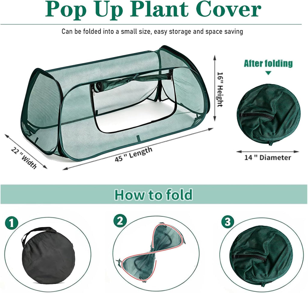 2PCS Raised Garden Bed Cover, Pop up Plant Protector Crop Cage | 45"X22"X16" Protects Vegetables and Plants from Animals & Pests, Pop-Up Design for Easy Garden Protection