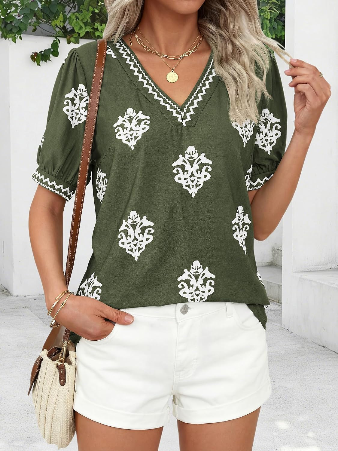 Casual Short Sleeve Summer T Shirts Going Out Tops for Women Trendy | Boho Tops for Women,Tops for Teacher,V Neck,Crop,Y2K,Floral,Crew Neck,Work Blouses,Cute Tunics,Beach Vacation Clothes
