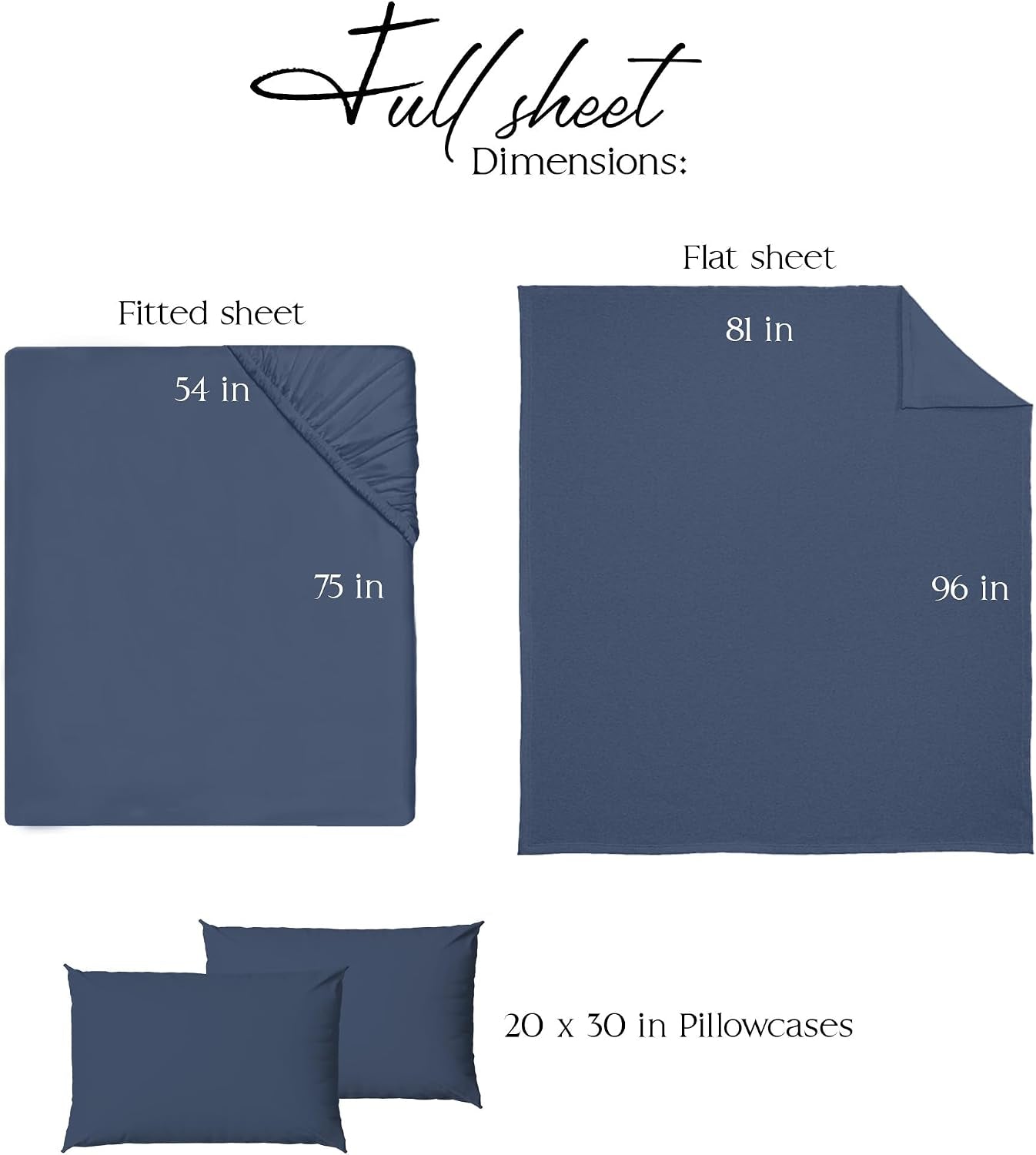 Ashford Home Essentials Bedding, 4 Piece Full Size Sheet Set, Estate Blue