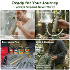 Survival Water Filter Straw - Portable Personal Water Purifier for Hiking, Camping & Bug Out Bag | Tactical Emergency Preparedness Gear, Wilderness Backpacking & Life Saving Equipment(2, Green)