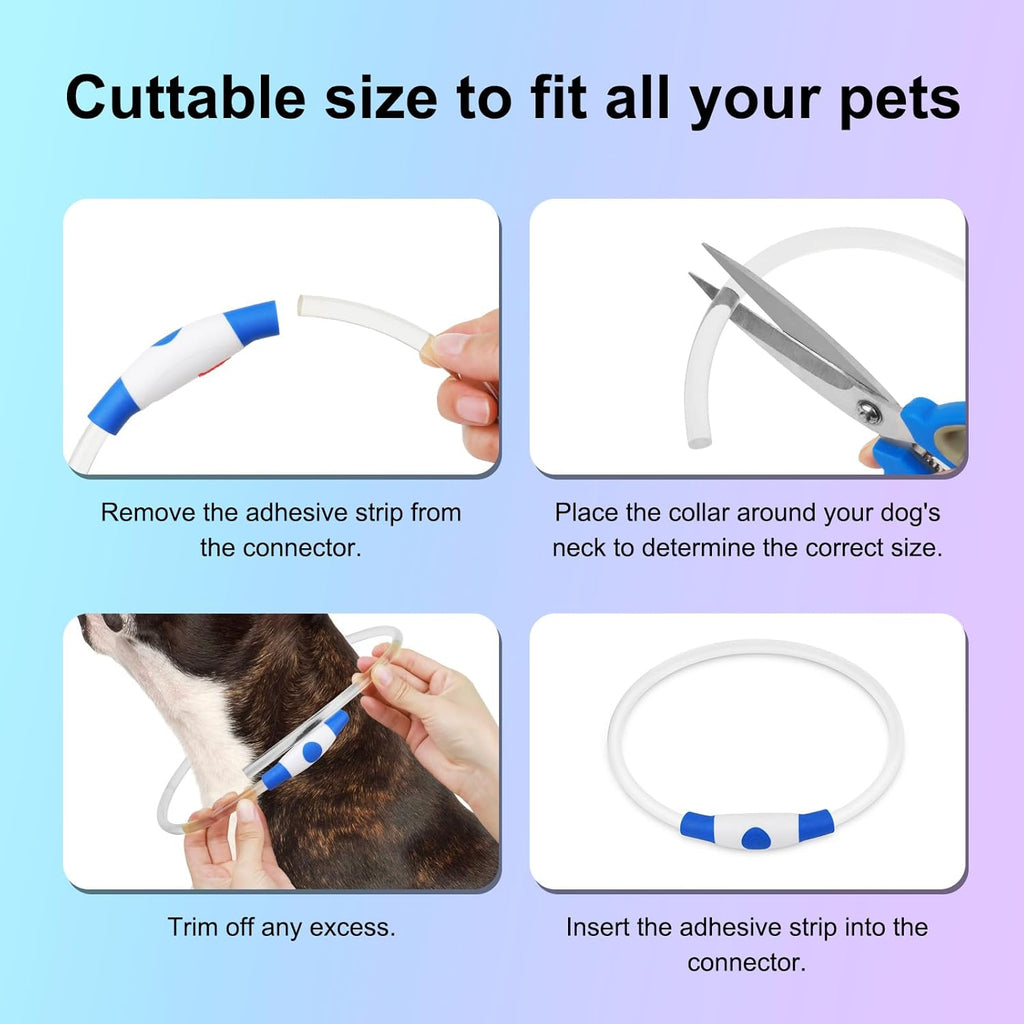 Light up Dog Collar - Waterproof LED Dog Collar Rechargeble, TPU Cuttable Glow in the Dark Safety Dog Lights for Night Walking(Blue)