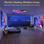 Projector Built-In Google Tv/Apps 4K AI Auto Focus, Voice Control | 3000 Bright, Google TV and 10,000+ Apps. Wifi 6 & Bluetooth 5.0, Portable Proyector for Bedroom/Ceiling/Camping/Ps5/Switch