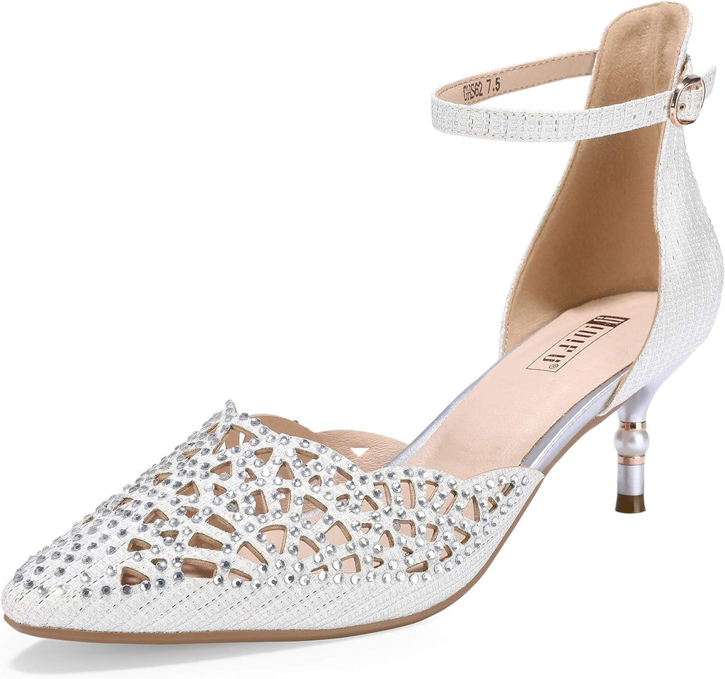 Women'S IN2 Candice Wedding Rhinestones Sequins Low Kitten Heels Pumps Dress Evening Shoes for Women Bridal Bride
