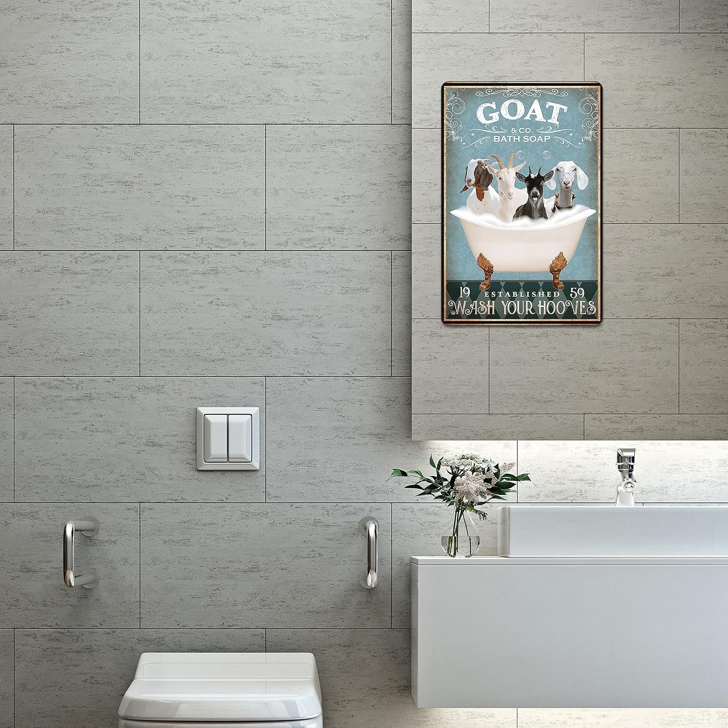 Funny Goat Decor Retro Metal Poster Bathroom Wall Sign 8X12 Inch | How to Train Your Dragon Theme, Bathroom Wall Decor, Medieval Retro Poster Art, Dragon Club Gift