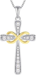 925 Sterling Silver Cross Necklace for Women Halo Infinity Pendant Cubic Zirconia Jewelry for Mom