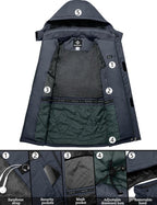 Men'S Winter Ski Jacket Waterproof Snow Coat with Detachable Hood | Windproof, Fleece-Lined, Insulated, Multiple Pockets, for Snowboarding and Cold, Rainy Weather