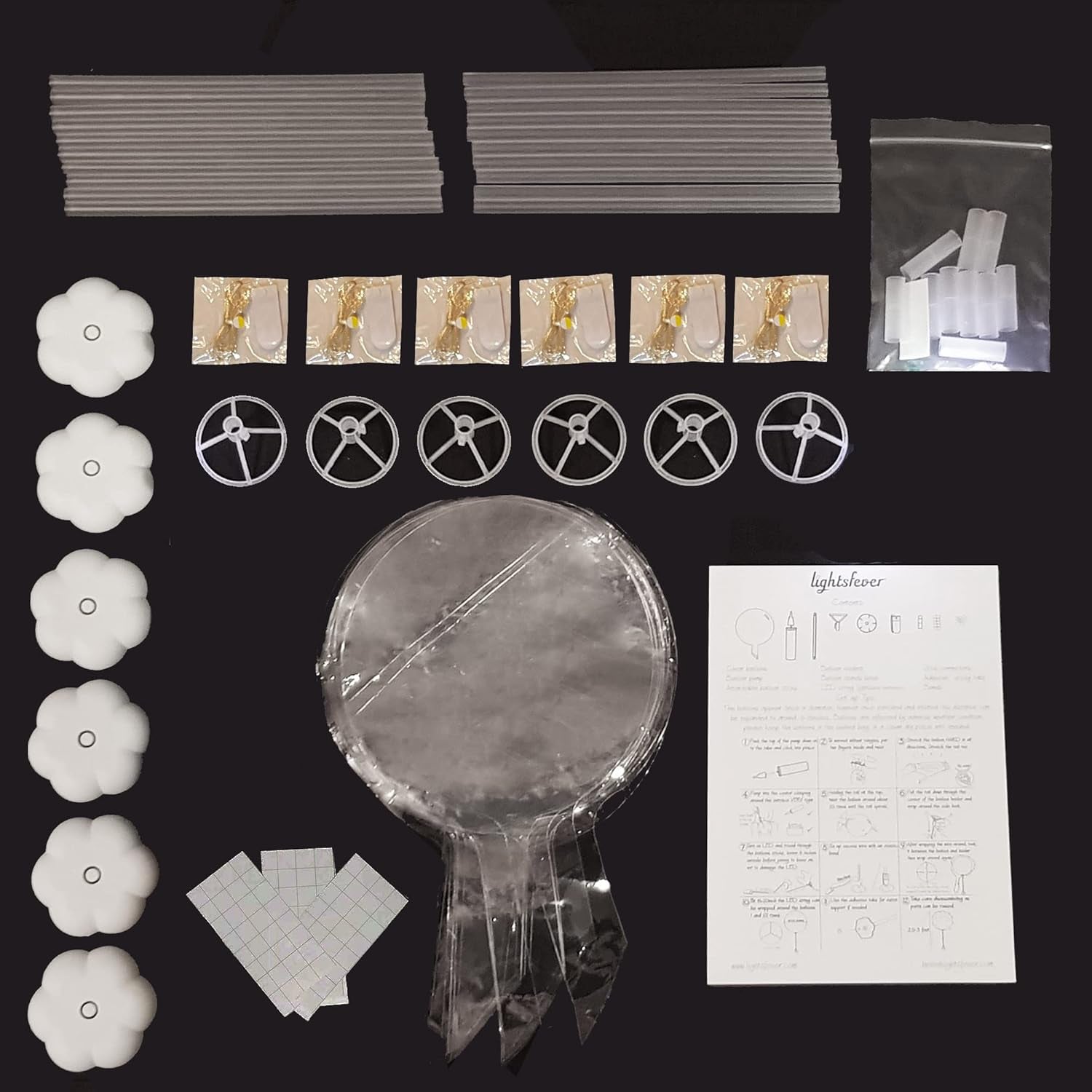 Cold White 6Pc LED Light up Balloon with Sticks, Stands and Batterys, Centerpieces for Party No Helium Required DIY Kit (Cold White)