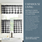 Farmhouse Living Buffalo Check Window Tier Set, Black/White - 30" W X 24" L