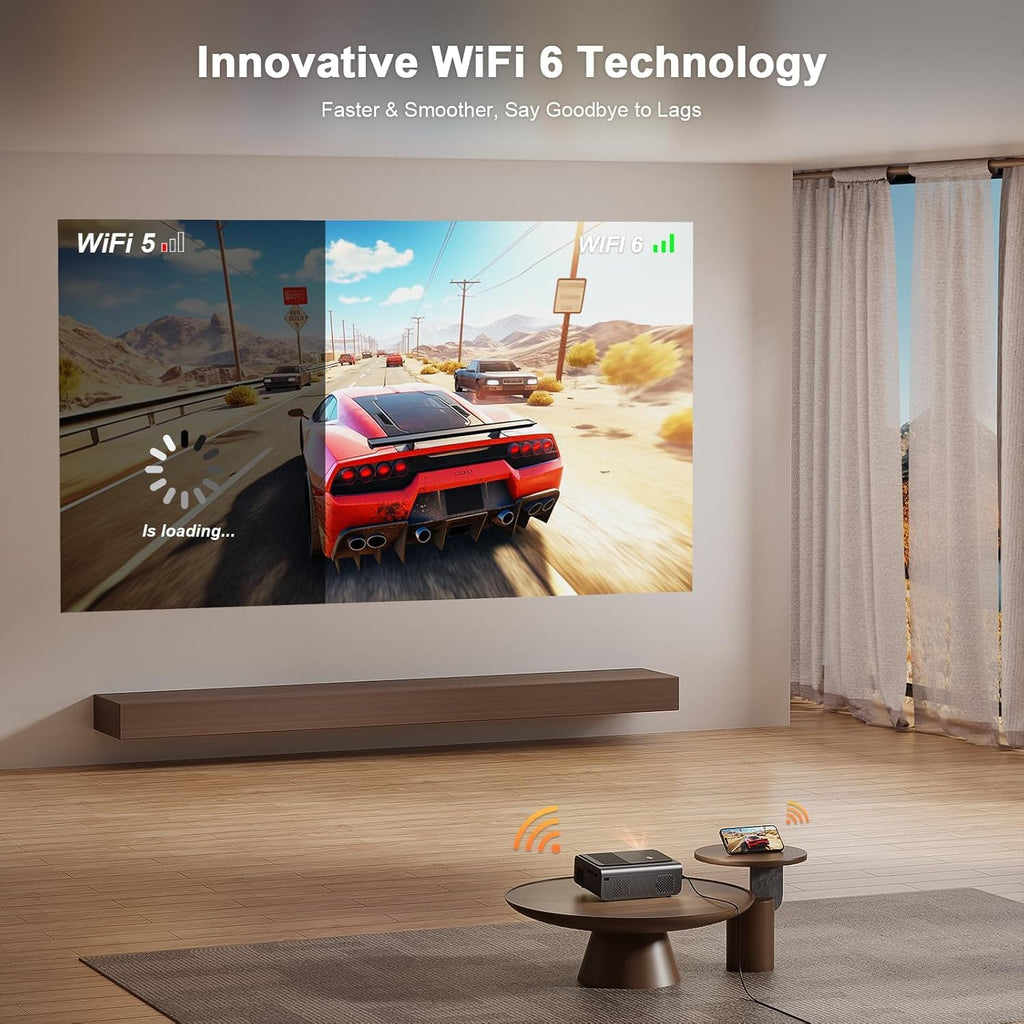 [Officially-Licensed APP] 4K Smart Projector with Wifi and Bluetooth, Auto Focus & Keystone,  Native 1080P Portable Outdoor Projector, Mini Movie Proyector for Bedroom/Home