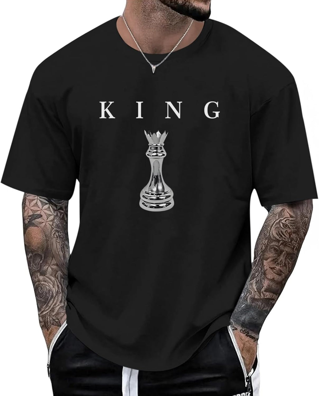 Men'S King Chess Shirt Graphic Tees Designer Printed T Shirts for Men Urban Letter T-Shirt Streetwear
